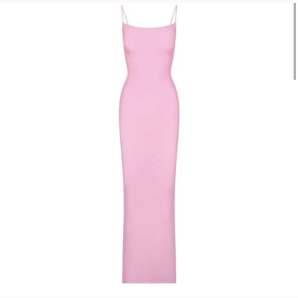 1. NWT SKIMS SOFT LOUNGE LONG SLIP DRESS IN COTTON CANDY - Picture 1 of 5